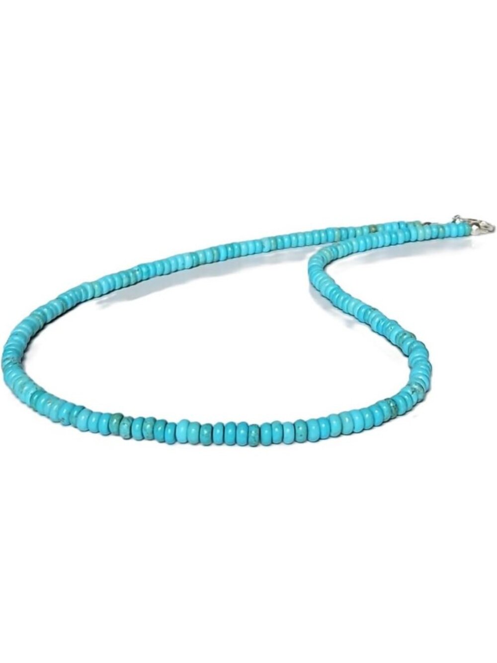 Turquoise Choker Necklace, Sterling Silver, Pink Cloud Design, Throat Chakra